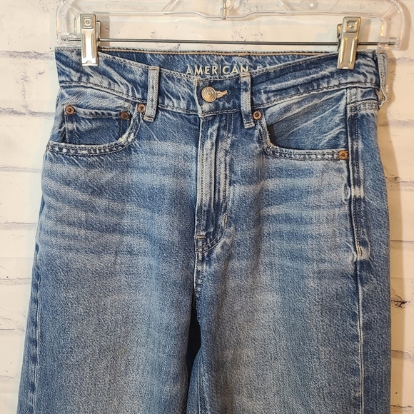 American Eagle Super High-Rise Baggy Wide Leg Jeans Sz 0 Regular - Picture 3 of 8